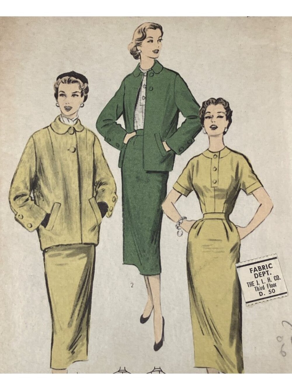 1950s Advance 6565 Misses Suit Pattern  B32 Jacket Blouse Skirt Unprinted FF
